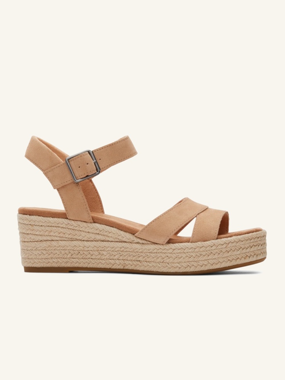 Toms Beige Suede Espadrille Wedge Sandals